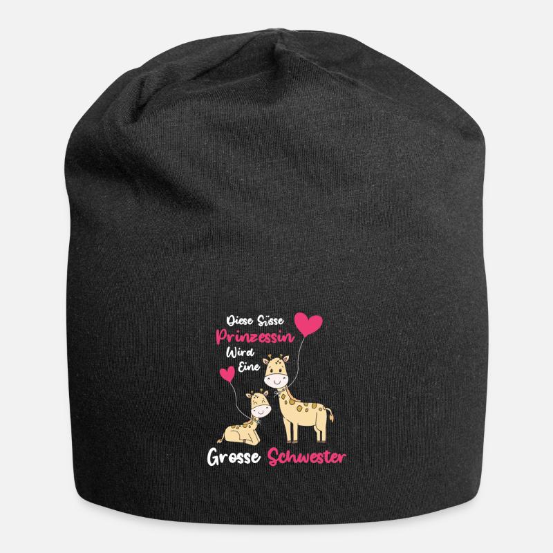 Große Schwester Giraffen - Jersey-Beanie - Schwarz