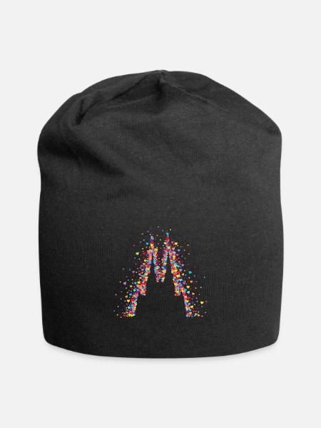 Kölner Dom Köln Karneval Konfetti Herzen - Jersey-Beanie - Schwarz