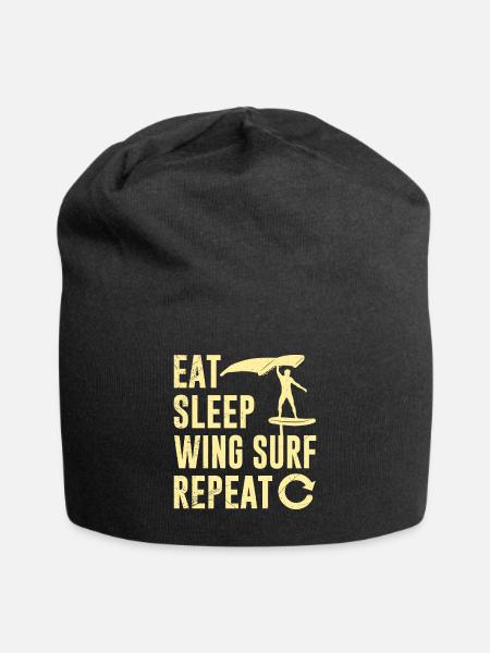 Wing Foil Eat Sleep Wing Surf Repeat Wing Foiler - Jersey-Beanie - Schwarz