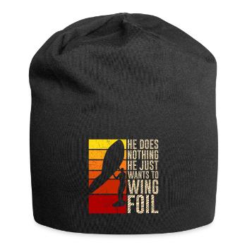 Der will nur Wing Foilen Wing Surf - Jersey-Beanie - Schwarz - Vorne