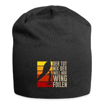 Der will nur Wing Foilen Wing Surf - Jersey-Beanie - Schwarz - Vorne