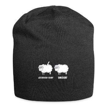 Schaf Unschaf Gestochen Schaf Schafe Brillenträger - Jersey-Beanie - Anthrazit - Vorne