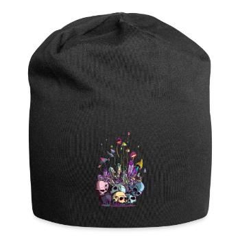 Magic Mushrooms Chrystal Skull Gems Fantasy - Jersey Beanie - black - Front