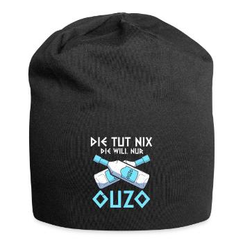 Die Tut Nix Die Will Nur Ouzo Saufen Griechisch - Jersey-Beanie - Schwarz - Vorne