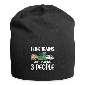 I Like Trains And Maybe 3 People Zug Geschenk - Jersey-Beanie - Schwarz - Vorne