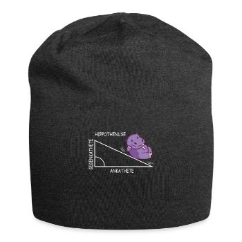 Lustiges Mathe Wortspiel Hippothenuse Nilpferd - Jersey-Beanie - Anthrazit - Vorne