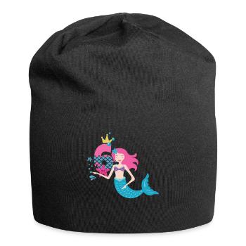 Children's birthday 6 years girl mermaid - Jersey Beanie - black - Front