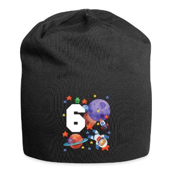 Anniversaire des enfants 6 ans Filles Garçons Astronaute - Bonnet en jersey - noir - Devant