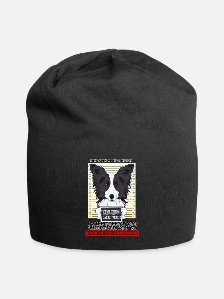 Border Collie Personal Stalker Follow You - Jersey Beanie - black
