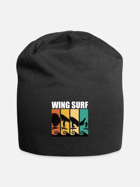 Retro Wing Surf Wing Foil Wing Foil - Jersey Beanie - black