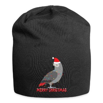 Merry Christmas Santa Grey Parrot String lights - Jersey Beanie - black - Front