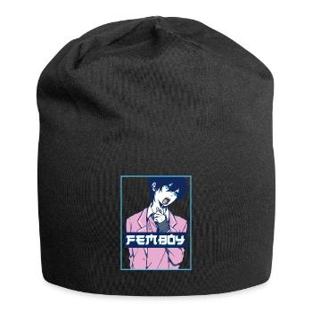 Femboy Aesthetic Japanese Anime Boy Crossdressing - Jersey-Beanie - Schwarz - Vorne