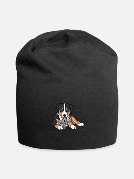 Appenzeller Sennenhund Kuscheltier Hund - Jersey-Beanie - Schwarz