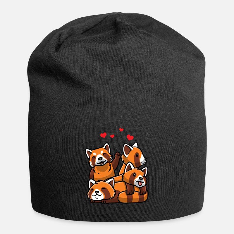 Panda roux kawaii - Bonnet en jersey - noir