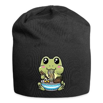 Niedliche Frosch Ramen Nudeln Japan - Jersey-Beanie - Schwarz - Vorne