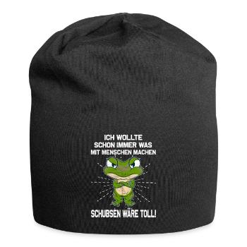 was mit Menschen machen - Amphibien Frosch - Jersey-Beanie - Schwarz - Vorne