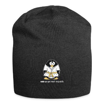 Linux Pinguin installiert seine Ninja Skills mit - Jersey-Beanie - Anthrazit - Vorne