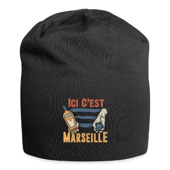 Marseille Pastis Apero Petanque - Bonnet en jersey - noir - Devant