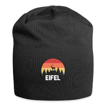 Eifel Natur Heimat Hirsch Wald Retro Gift - Jersey Beanie - black - Front