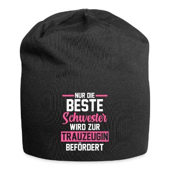 Schwester Trauzeugin - Jersey-Beanie - Schwarz - Vorne