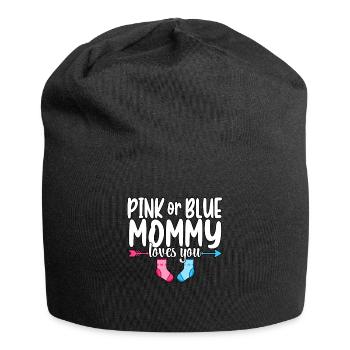 Pink Or Blue Mommy Loves You Gender Reveal - Jersey Beanie - black - Front