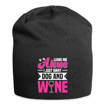 Hundeliebhaber Hunde Wein Geschenk - Jersey-Beanie - Schwarz - Vorne