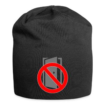 Tuer schliessen bitte | Tür schließen bitte - Jersey-Beanie - Schwarz - Vorne