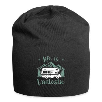 Van Life Motorhome Camping Freugeist Travel - Jersey Beanie - black - Front