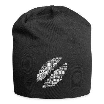 Ballon de rugby ovale humour rugbyman plaquage - Bonnet en jersey - noir - Devant