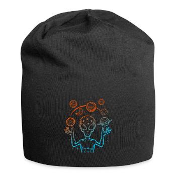 UFO Alien Juggling Planets Space - Jersey Beanie - black - Front