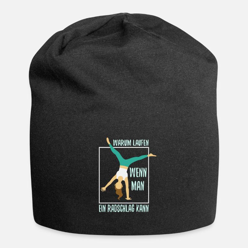 Warum Laufen wenn man ein Radschlag kann - Jersey-Beanie - Schwarz