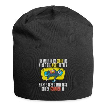 Ich kann von der Couch aus nicht die Welt retten, - Jersey-Beanie - Schwarz - Vorne