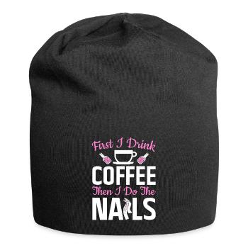Nail Artist Drink Coffee Nails Nail Tech - Jersey Beanie - black - Front