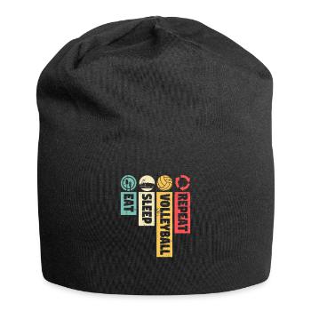 Drôle de Vball Player Sports Game Nourriture Sommeil - Bonnet en jersey - noir - Devant