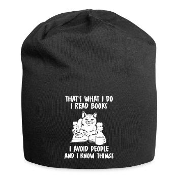 I Read Books I Avoid People And I Know Things - Jersey-Beanie - Schwarz - Vorne