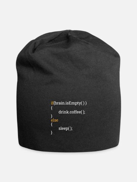 Programmer Computer Science Student Tired Coffee C++ - Jersey Beanie - black