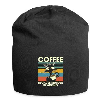 Coffee Because Murder Is Wrong Black Cat - Jersey-Beanie - Schwarz - Vorne