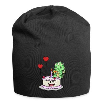 Dragon Birthday Birthday Cake Sweets - Jersey Beanie - black - Front