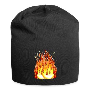 Fire Flame Fireball Inferno Burn Fire - Jersey Beanie - black - Front