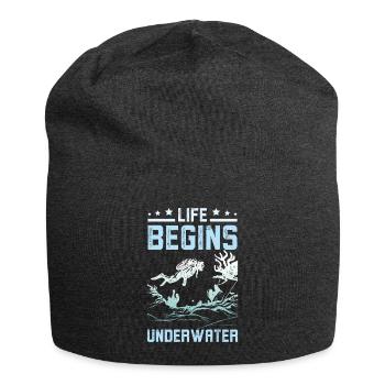 Life Begins underwater - Jersey Beanie - charcoal grey - Front