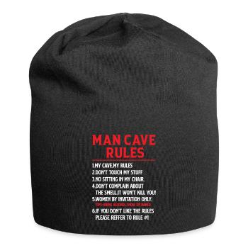 Man Cave Rules - Mancave Joke - Jersey Beanie - black - Front