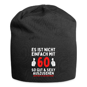60. Geburtstag Damen Herren Deko 60 Jahre Lustig - Jersey-Beanie - Schwarz - Vorne