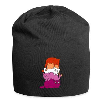 Lesbian Katze Katzen Stapel - Jersey-Beanie - Schwarz - Vorne