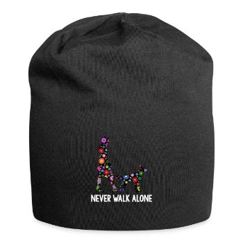 Never Walk Alone Hunde Gassi Blumen - Jersey-Beanie - Schwarz - Vorne