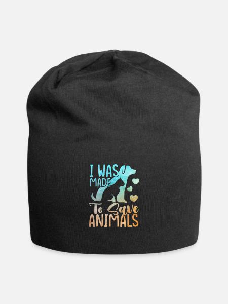 Tierrettung Tierheim Hund Katze - Jersey-Beanie - Schwarz