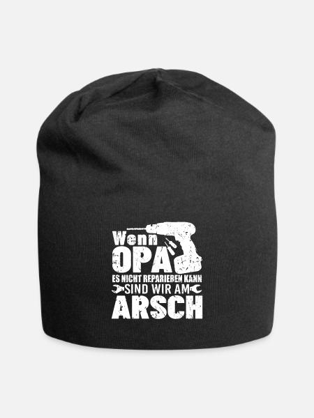 Opa der Handwerker reparieren Großvater Opi - Jersey-Beanie - Schwarz