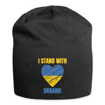 Je me tiens avec le drapeau ukrainien vintage de l’Ukraine - Bonnet en jersey - noir - Devant