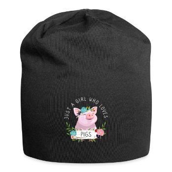 Just A Girl Who Loves Pigs - Jersey-Beanie - Schwarz - Vorne