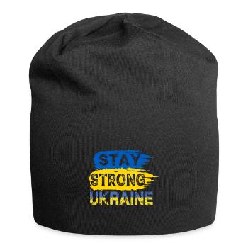 Stay strong Ukraine Blau und Gelb Flagge Frieden - Jersey-Beanie - Schwarz - Vorne