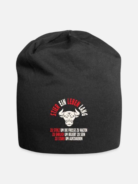 Sternzeichen Stier - Jersey-Beanie - Schwarz